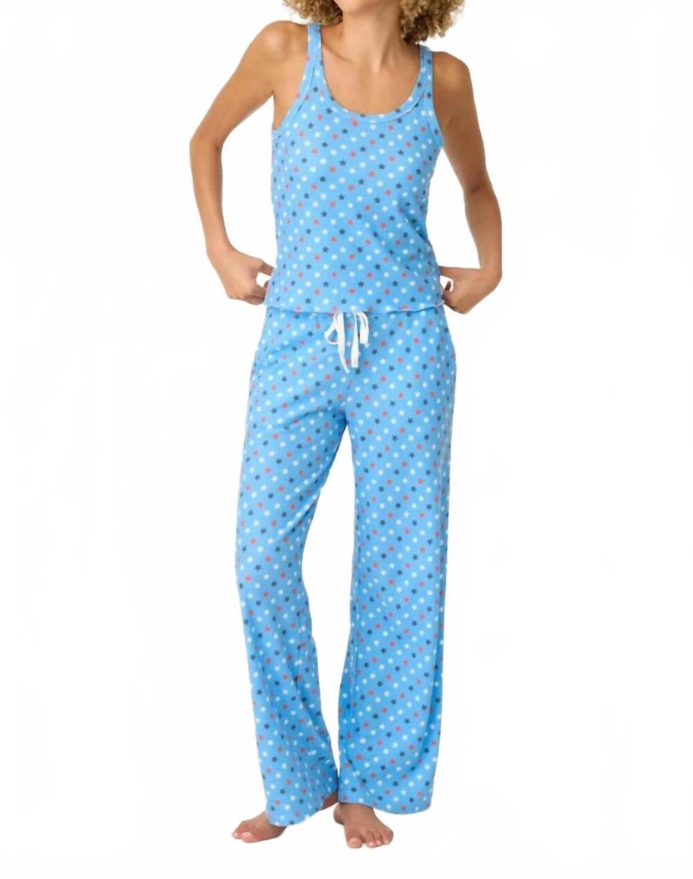 NEW PJ SALVAGE cami spangled summer set in bay blue star